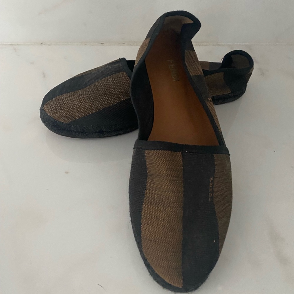 Fendi Brown & Black Stripe Junia
Espadrilles Sz- 6